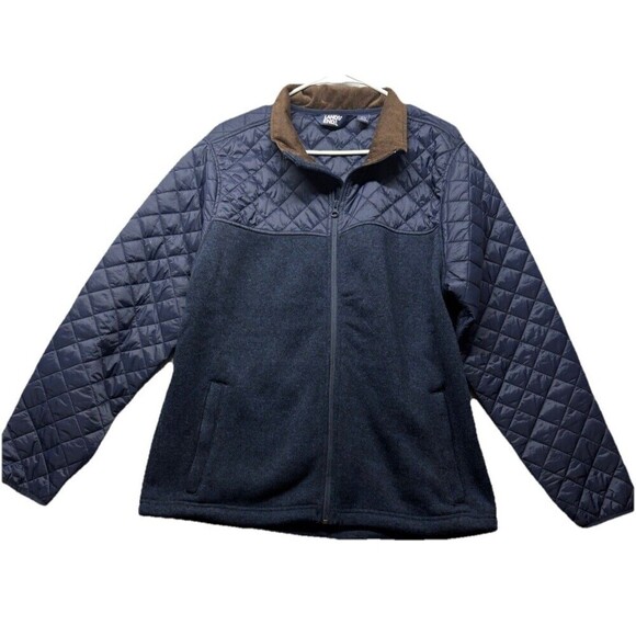 Lands' End Other - Mens Lands End Navy Blue Quilted Sweater Jacket Full Zip Size M Corduroy Barn